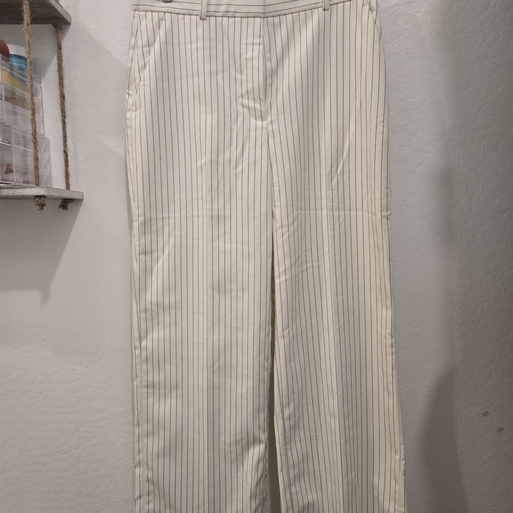 Abercrombie & Fitch Cream and Black Striped Pants